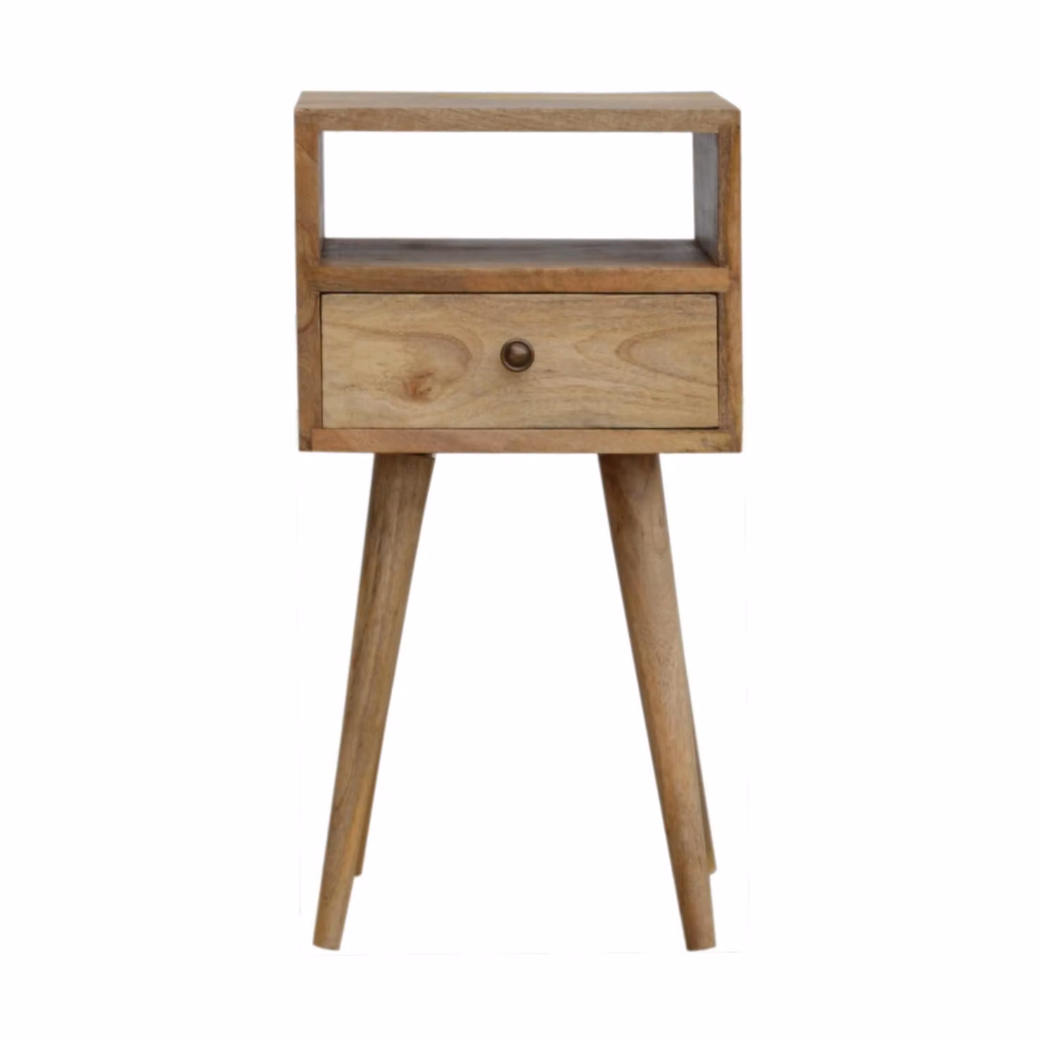 Aosom UK Solid Wood Mini Bedside Table with Drawer and Open Storage Slot, Brown, W/D/H: 30 x 30 x 57 cm – 2