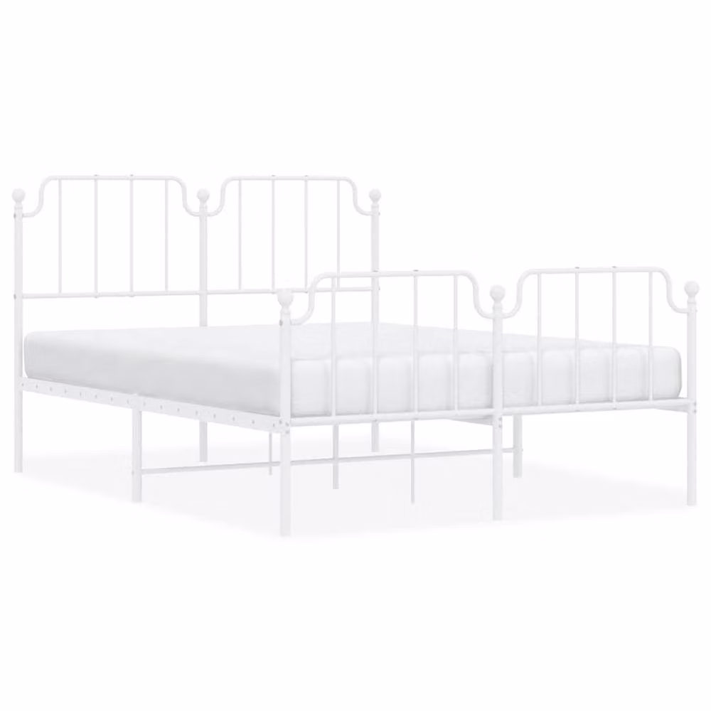 Berkfield Home Metal Bed Frame in White, W/D/H: 140 x 190 cm – 2