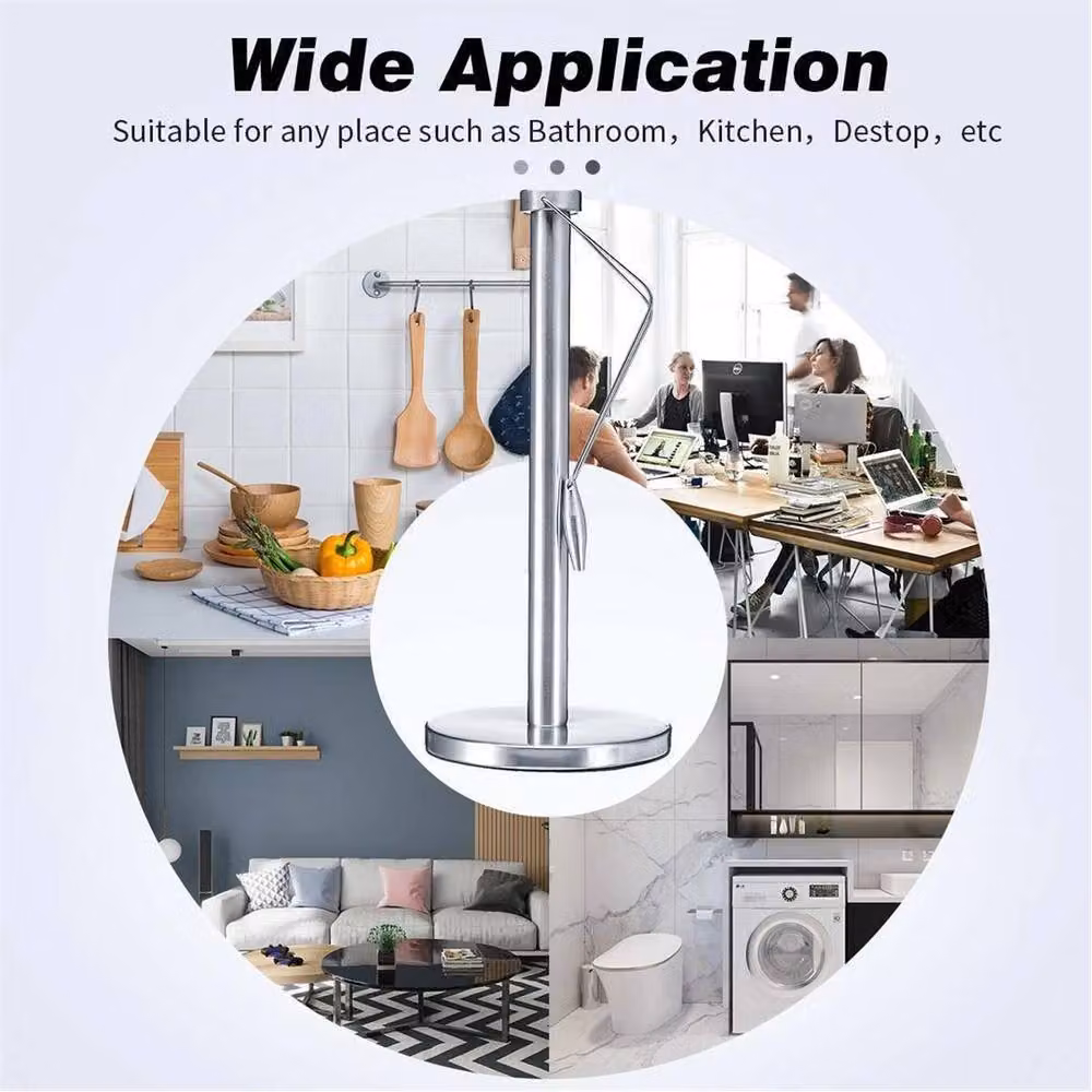 Nordara Stainless Steel Freestanding Kitchen Roll Paper Towel Holder in Silver – 2