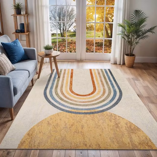 Livabliss Lilian Washable Modern Abstract Rug in Multicoloured Grey and Beige, W/D/H: 120 x 170 cm – 1