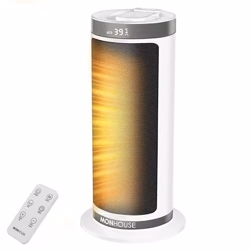MONHOUSE 2000W Energy Efficient Ceramic Fan Heater in White with Remote Control and Timer