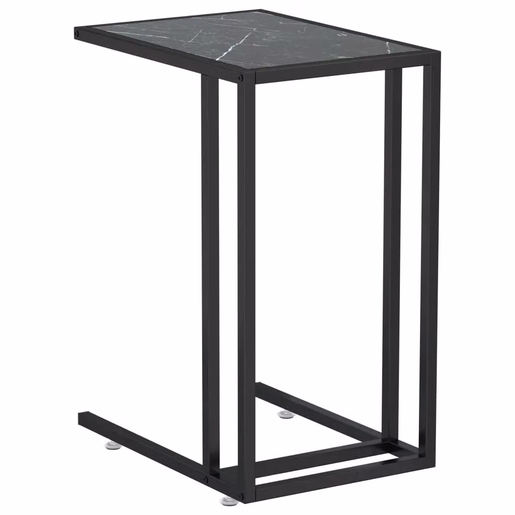 Berkfield Home Computer Side Table in Black Marble with Tempered Glass, W/D/H: 50 x 35 x 65 cm – 2