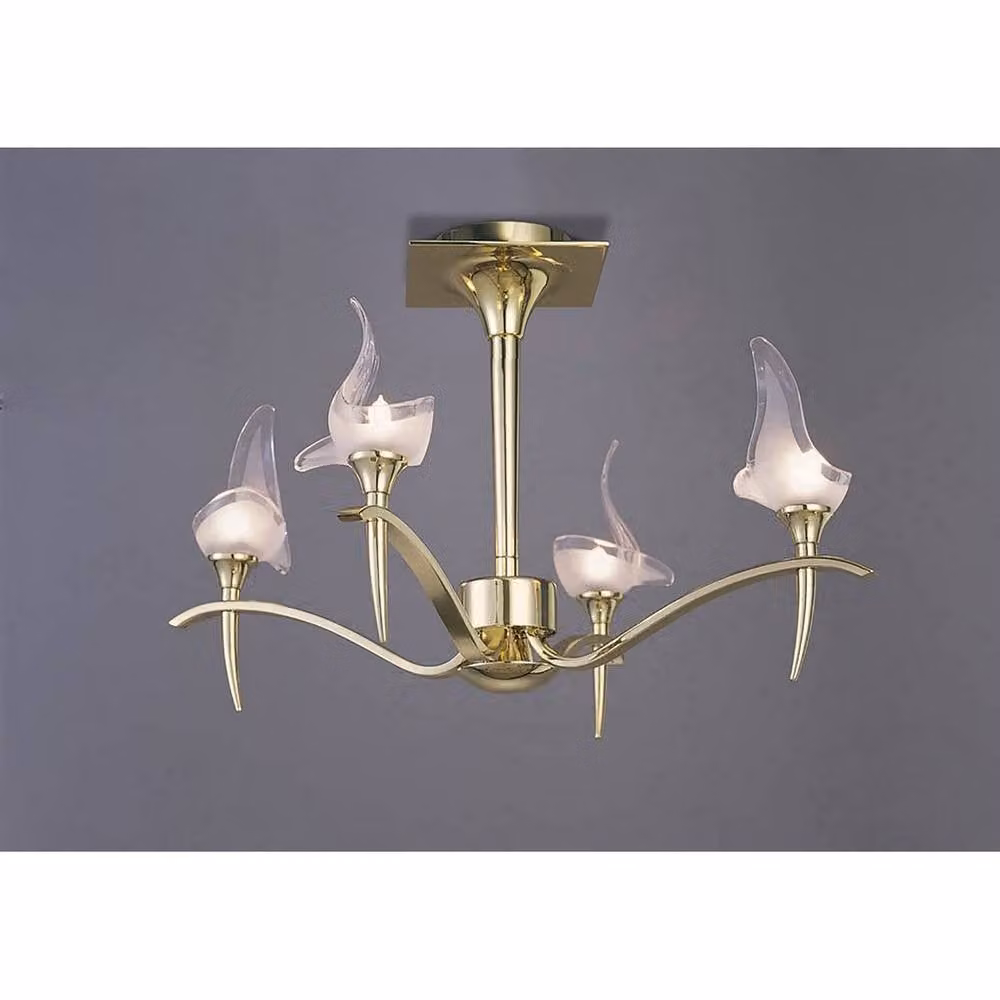 Netlighting Viena Semi Flush Round 4 Light G9 Ceiling Lamp in Polished Brass and Gold – 2