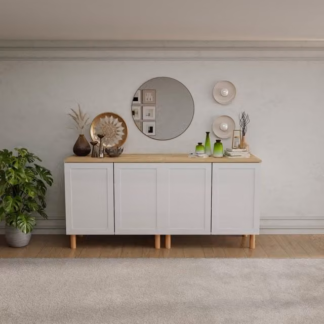 Decorotika Boli Modern Sideboard in White and Oak