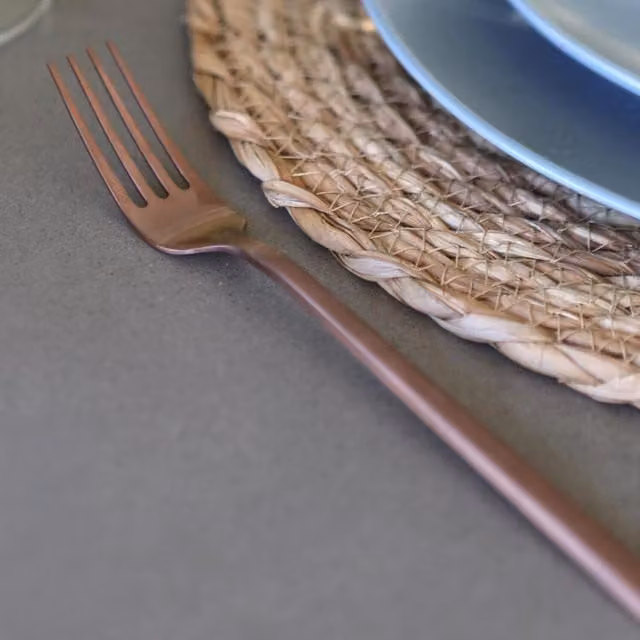 Argon Tableware Coated Stainless Steel Dinner Forks in Black and Brown, Set of 4