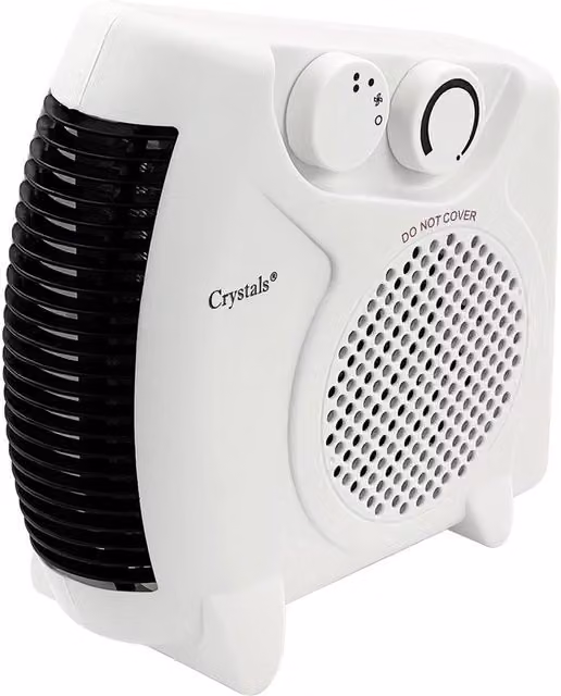 Crystals 2-in-1 Portable Electric Fan Heater, 2000W, White