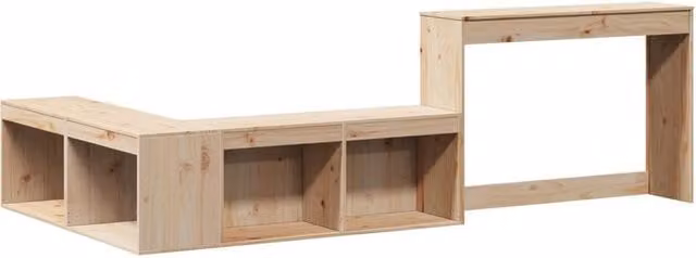 Berkfield Home Versatile Bedside Cabinet with Desk in Light Tan Solid Pine, W/D/H: 122 x 40.5 x 75 cm