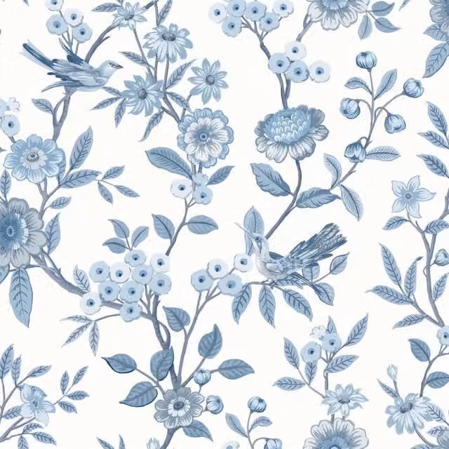 Fine Décor Eleanor Floral Botanical Wallpaper in Blue