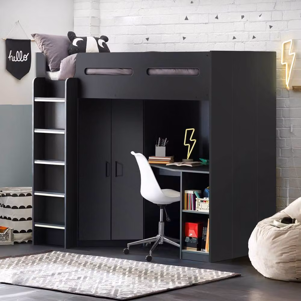 Cheshire Ridge Single High Sleeper in Anthracite, W/D/H: 90 x 200 cm – 2