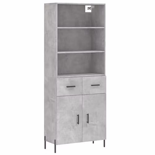 vidaXL Modern Highboard in Grey with Hinged Doors and Internal Shelves, W/D/H: 69.5 x 34 x 180 cm – 1