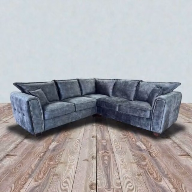 Snug Furniture Birmingham Ltd Serena Large Full-Back Corner Sofa in Black Microfibre Fabric