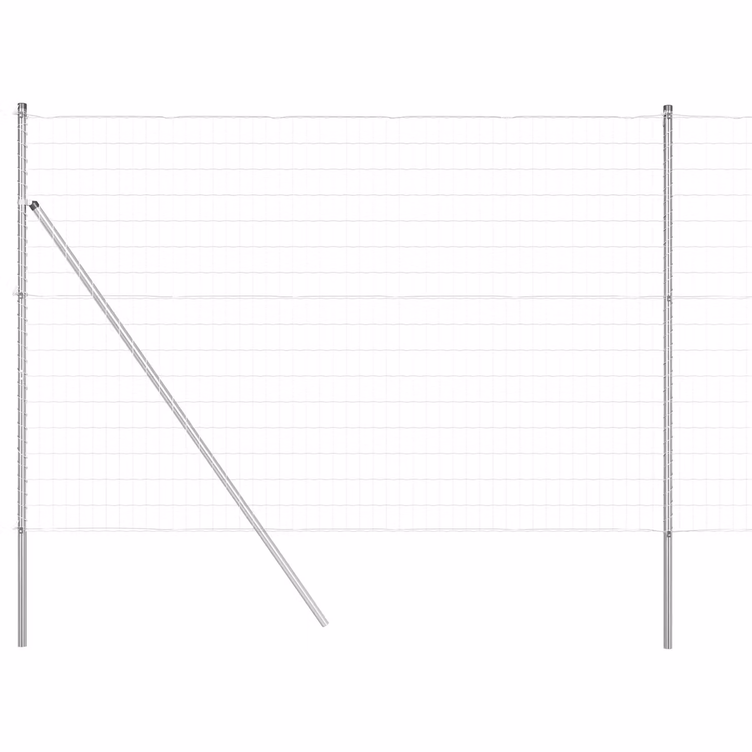 Berkfield Home Euro Fence with 7 Round Posts, Galvanised Steel in Silver/Grey, W: 10 m, H: 1.5 m – 2
