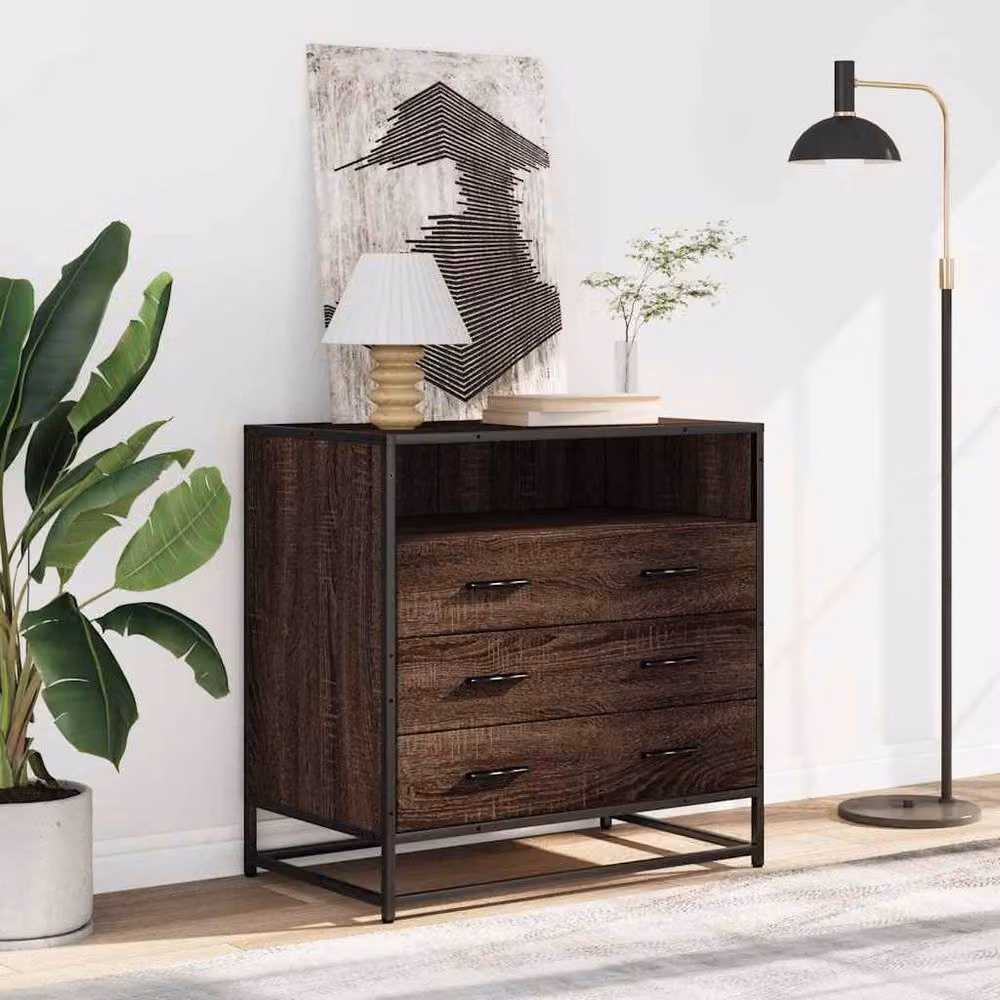 Berkfield Home Brown Oak Drawer Cabinet, W/D/H: 70 x 41 x 70 cm – 3