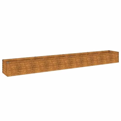 vidaXL Rusty Brown Wooden Raised Bed W: 386 cm, D: 50 cm, H: 36 cm