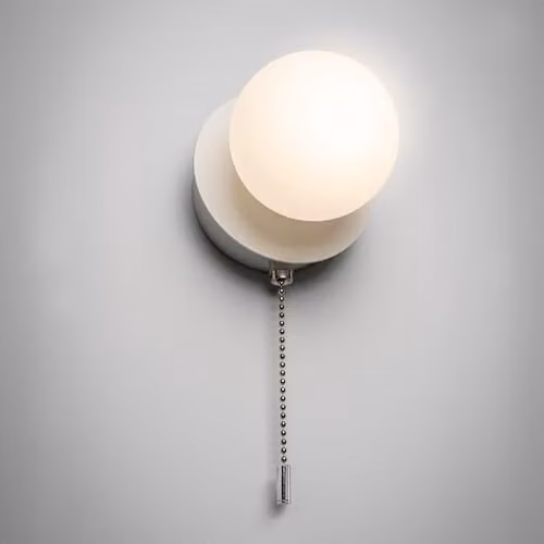CGC Lighting Macie White USB Rechargeable Magnetic Wireless LED Wall Light with Opal Glass Sphere Diffuser and Dimmable Touch Control