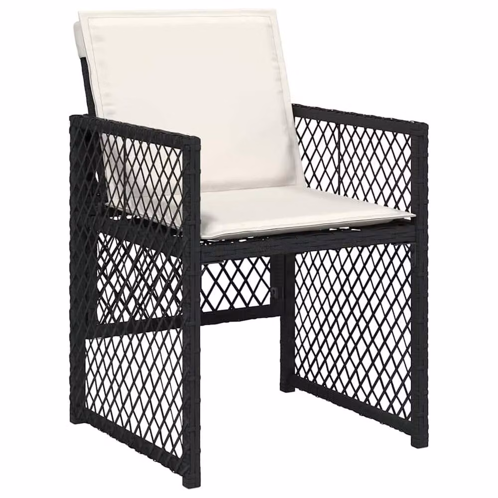 Berkfield Home 9 Piece Black Poly Rattan Garden Dining Set with Cushions – 3