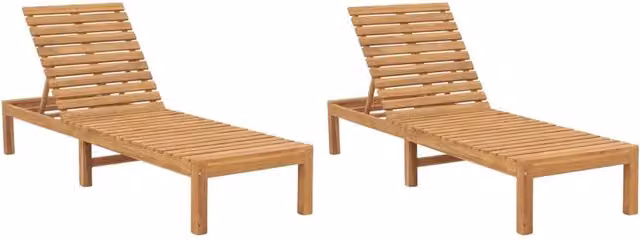 Berkfield Home Set of 2 Brown Solid Wood Teak Sun Loungers