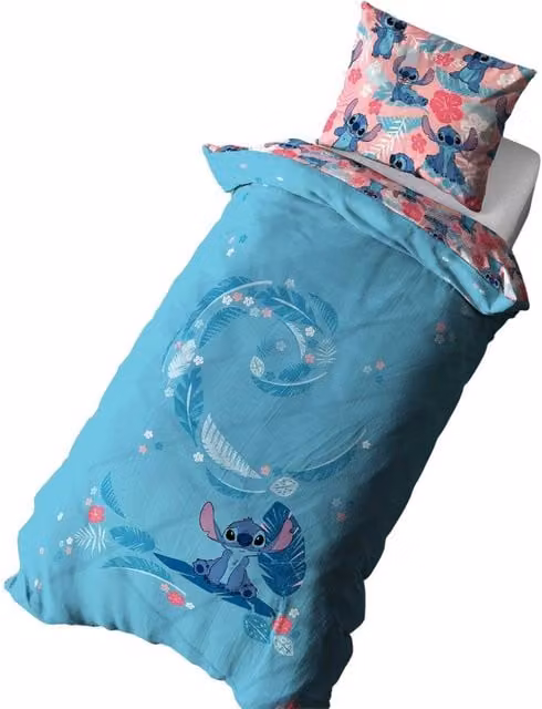 Lilo & Stitch Reversible Blue Floral Duvet Cover and Pillowcase Set