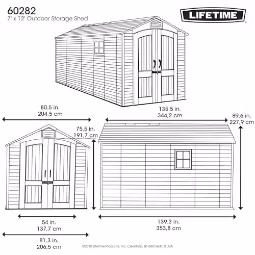 Lifetime 60282 Heavy Duty Garden Storage Shed in Sand, W: 366 cm, D: 213 cm, H: 24 cm – 6