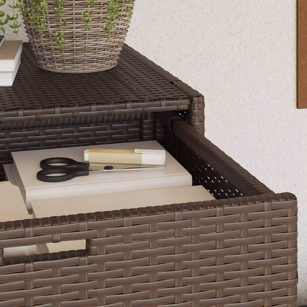 Berkfield Home Brown Poly Rattan Garden Storage Cabinet W/D/H: 55 x 55 x 111 cm – 5