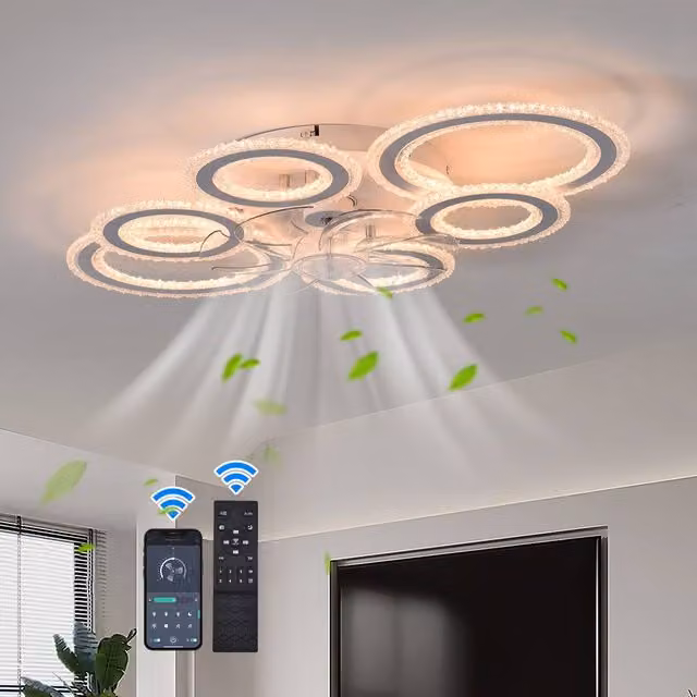 NIVOR White LED Dimmable Ceiling Light with DC Motor Fan and Remote Control