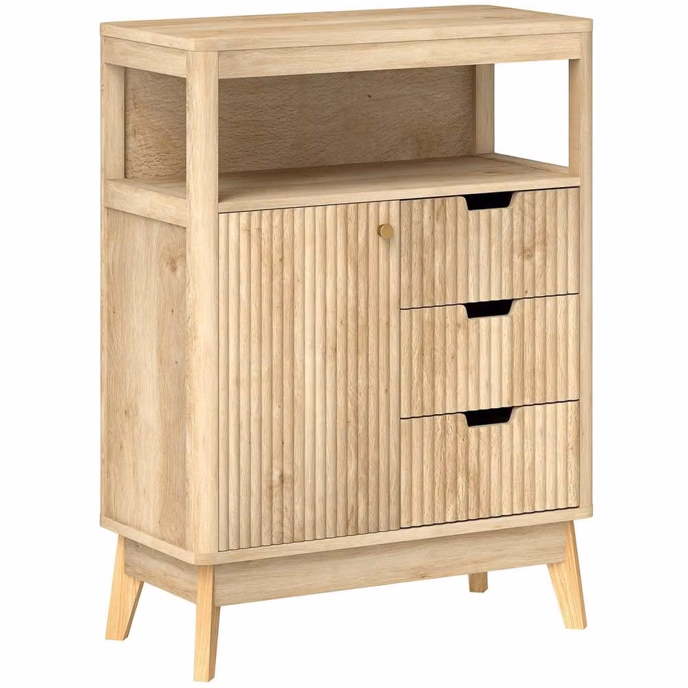 Wyld Haus Cova Vira Natural Wood Sideboard with 3 Drawers and Adjustable Shelf in Brown – 2