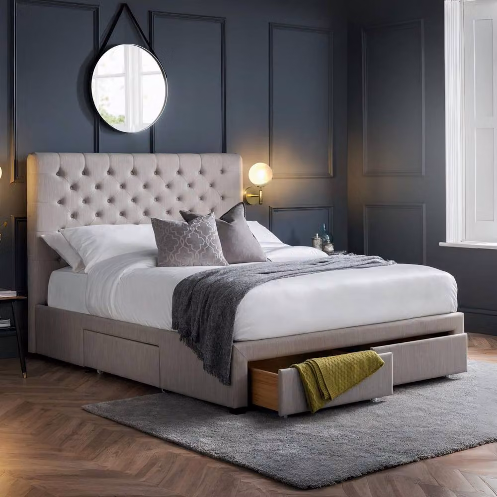 Cheshire Lunar Upholstered 4 Drawer Bed in Grey Linen, Super King Size (W: 180 cm, D: 200 cm) – 2