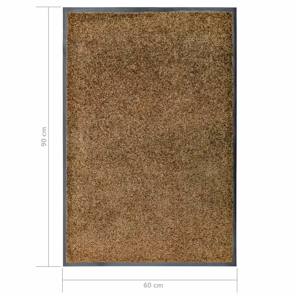 Berkfield Home Washable Non-Slip Brown Coir and PVC Doormat, W: 60 cm, D: 90 cm – 3