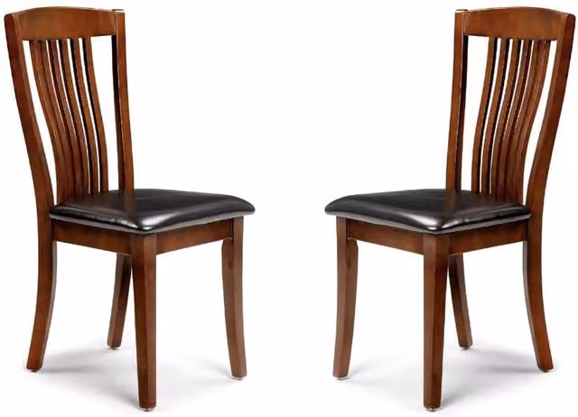 Cheshire Norwick Premium Dining Chairs, Set of 2, Walnut Brown Synthetic Leather and Wood
