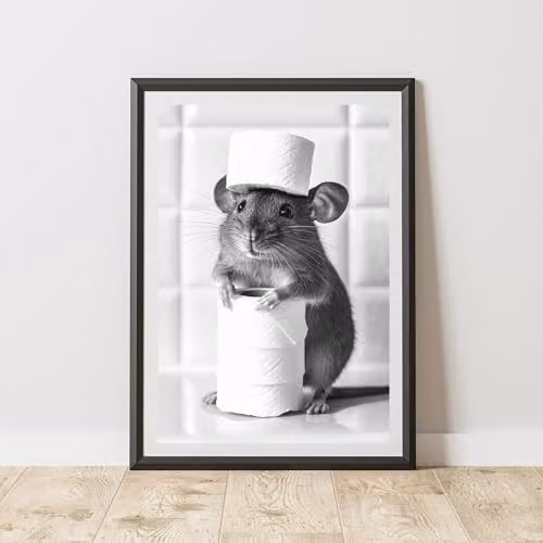 60 Second Makeover Mouse Toilet Roll Animal Print Paper Poster, W: 21.0 cm, H: 29.7 cm, Multicolour