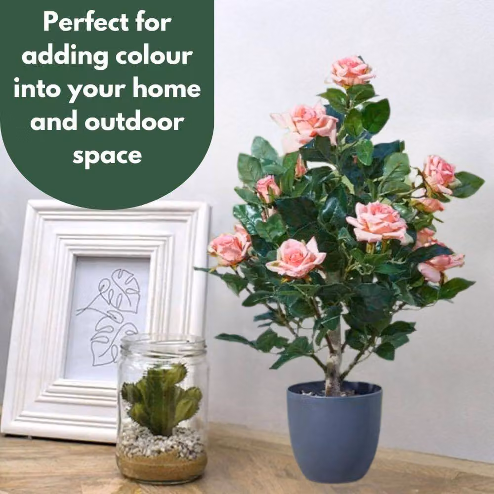 Marco Paul Pink Artificial Rose Potted Plant, Height: 60 cm – 5