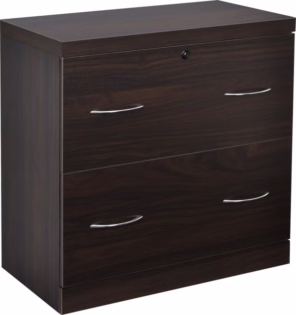 Costway 2-Drawer Modern File Cabinet in Brown MDF – 1