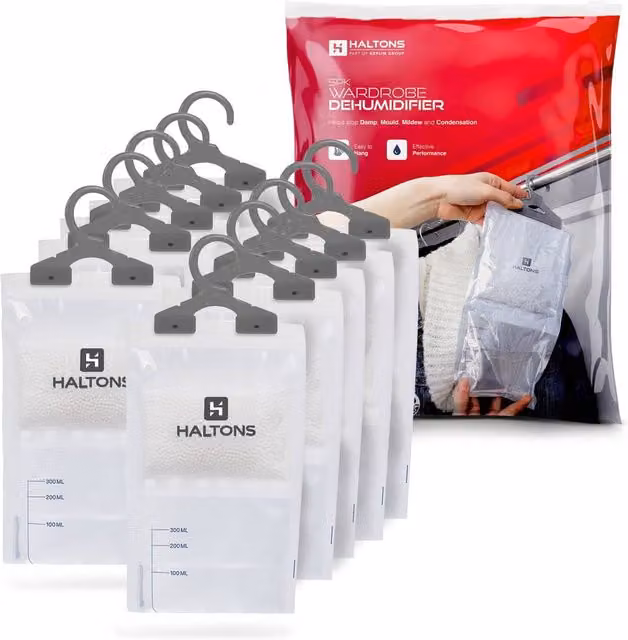 Haltons Hanging Dehumidifier Moisture Absorbers, 210g, Pack of 10, White