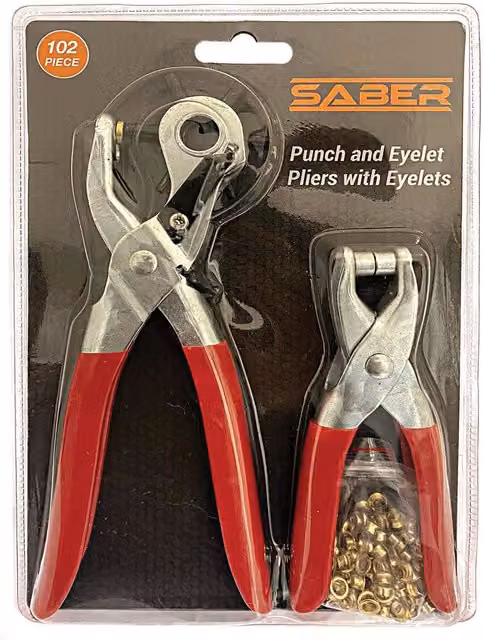 Saber Punch and Eyelet Pliers Set in Red
