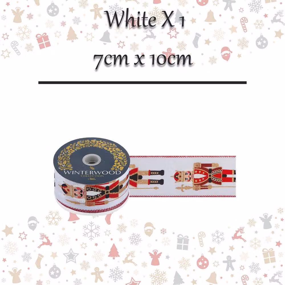 VFM e-Store Christmas Ribbon Garland in White and Red, W: 7 cm, H: 10 cm – 2