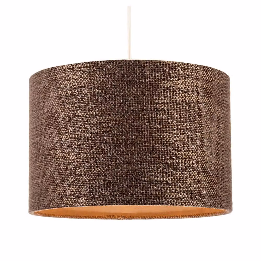 Happy Homewares Designer Bobbled and Textured Linen Lamp Shade in Chocolate Brown, Diameter: 30 cm – 2