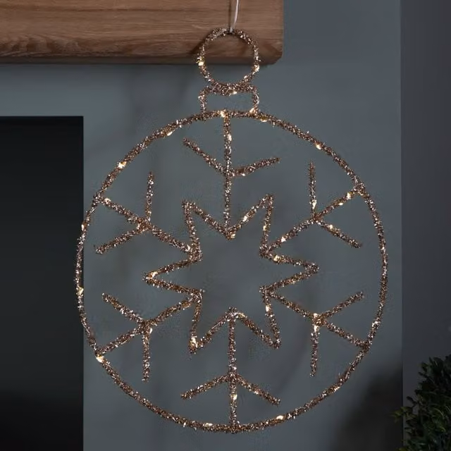 Samuel ALEXANDER Gold Christmas Snowflake Ball with Warm White Twinkling LEDs, Diameter: 49 cm