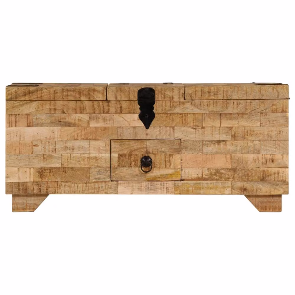 Berkfield Home Durable Solid Mango Wood Coffee Table in Brown, W/D/H: 80 x 40 x 35 cm – 2