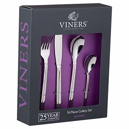Viners Valencia 16 Piece Polished Silver Stainless Steel Cutlery Gift Set
