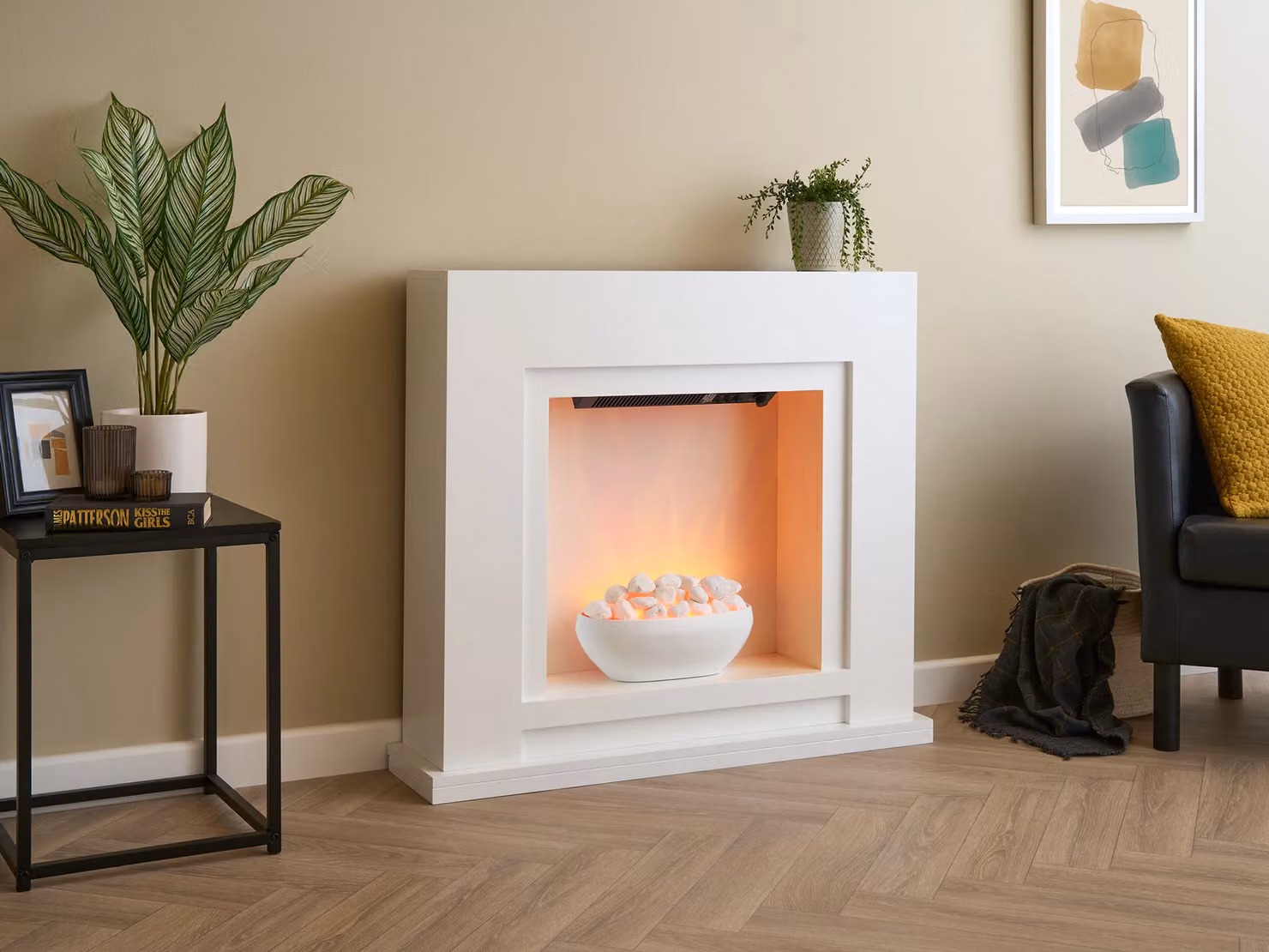 Sureflame Mondrian Electric Fireplace Suite in White – 2