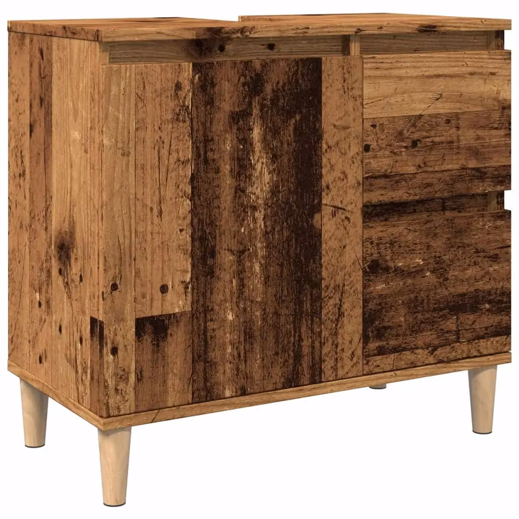 Berkfield Home Sink Cabinet in Old Wood Brown, W/D/H: 65 x 33 x 60 cm – 2