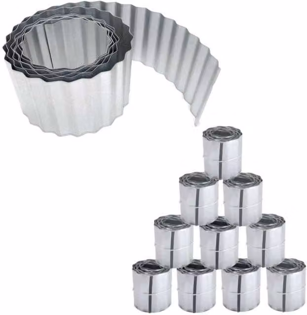 Primrose Silver Galvanised Metal Wavy Edge Garden Lawn Border Edging Roll, 5 Pack – 1