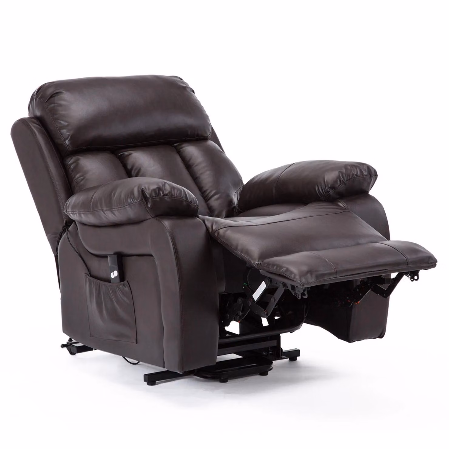 More4Homes Chester Single Motor Rise Recliner Heat and Massage Chair in Brown Bonded Leather – 3