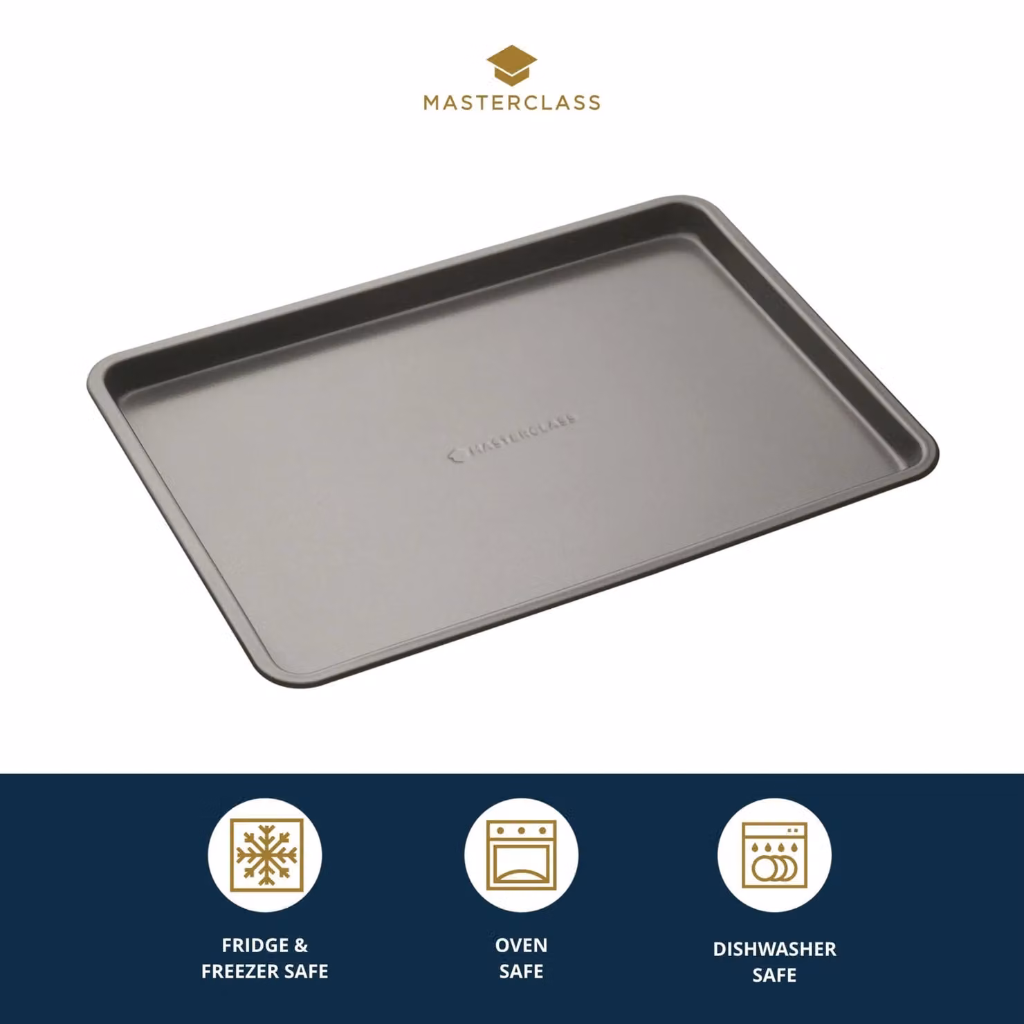 MasterClass Non-Stick Rectangular Carbon Steel Baking Sheet, Grey, W: 35 cm, D: 25 cm – 6