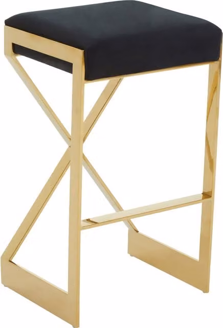 Fifty Five South Modern Black and Gold Metal Bar Stool – 1
