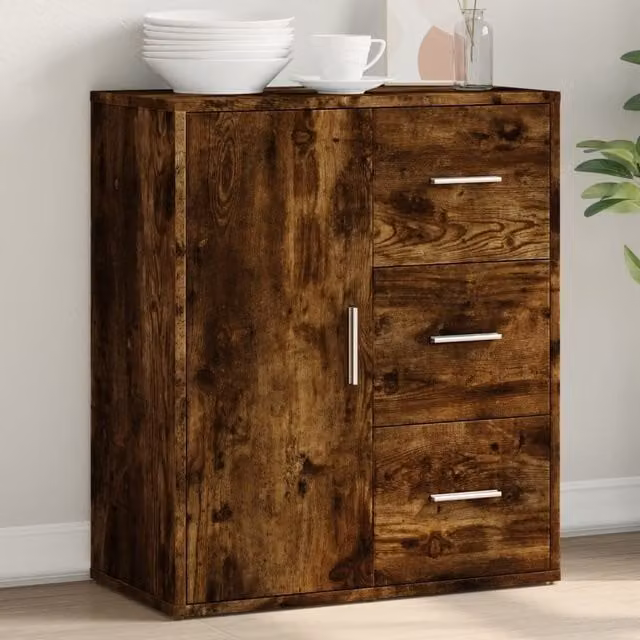 Berkfield Home Smoked Oak Sideboard in Brown, W/D/H: 60 x 31 x 70 cm – 1
