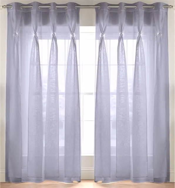 Livinluxury Silver Plain Transparent Voile Curtain Pair, Height: 229 cm
