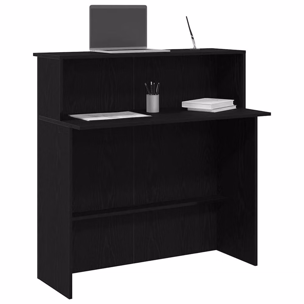 Berkfield Home Black Modern Reception Desk in Engineered Wood W/D/H: 100 x 50 x 103.5 cm – 2