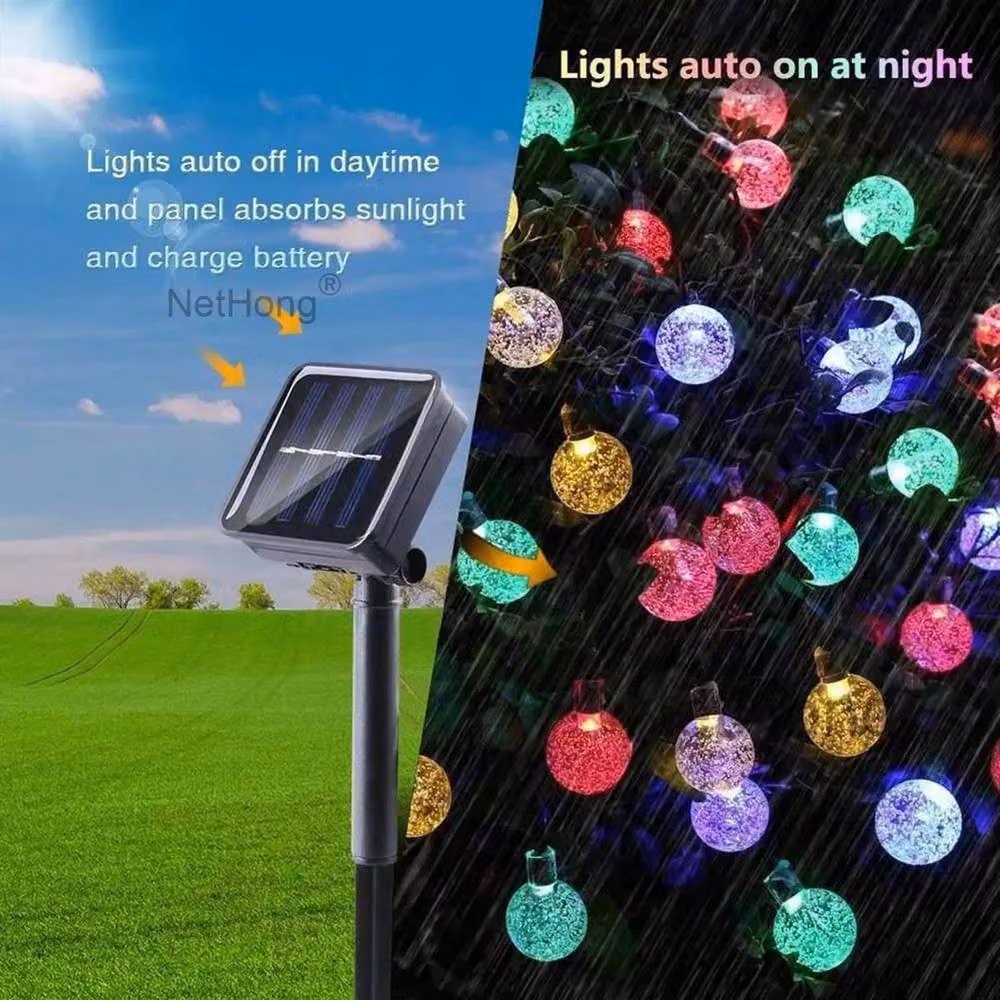 SPETLEK Solar Powered Multicolour LED Retro Bulb String Lights, 6.5m – 4