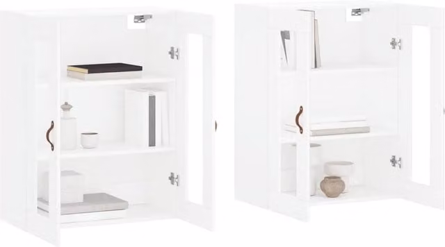 Berkfield Home Wall Mounted Cabinets with Glass Doors, White, Set of 2, W/D/H: 90.0 x 34.0 x 69.5 cm